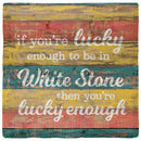 Lucky Enough White Stone Coaster Set