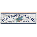Gwynn's Island Blue Crab White Latitude Longitude | Wall Art Print on Real Wood