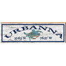 Urbanna Blue Crab White Laittude Longitude | Wall Art Print on Real Wood