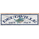 Deltaville Blue Crab White Latitude Longitude | Wall Art Print on Real Wood