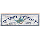 West Point Blue Crab White Latitude Longitude | Wall Art Print on Real Wood