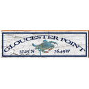 Gloucester Point Blue Crab White Latitude Longitude | Wall Art Print on Real Wood