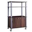 Modern 3-Shelf Kitchen Baker’s Rack Cart on Wheels in Brown Wood Finish