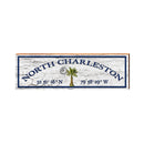North Charleston Palm Moon White Latitude Longitude | Wall Art Print on Real Wood