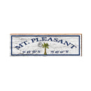 Mt. Pleasant Palm Moon White Latitude Longitude | Wall Art Print on Real Wood