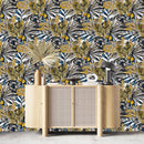 Blue and Yellow Exotic Wallpaper