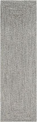 Cream Charcoal Braided Faux Jute Outdoor Rug