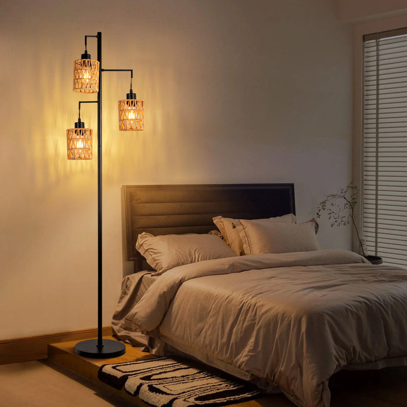 Boho Rattan Floor Lamp