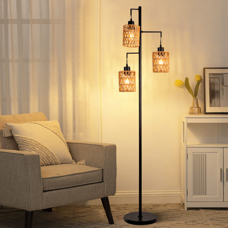 Boho Rattan Floor Lamp