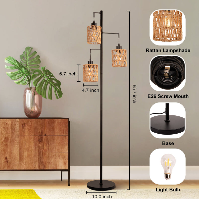 Boho Rattan Floor Lamp