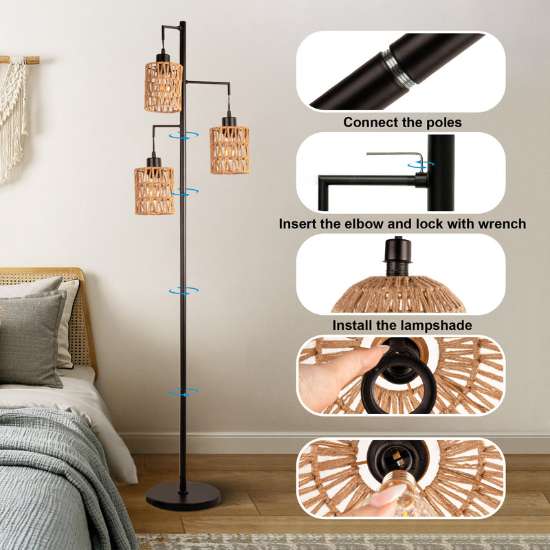 Boho Rattan Floor Lamp