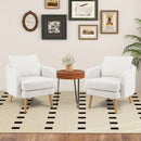 Modern White Sherpa Upholstered Accent Chair with Wooden Legs