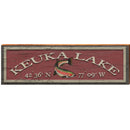 Keuka Lake Trout Red Latitude Longitude CRO1 | Wall Art Print on Real Wood
