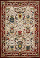 Neola White/Red Damask Area Rug