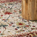 Neola White/Red Damask Area Rug
