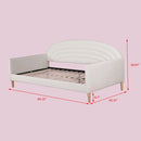 Twin size Mid-Century Modern Off-White Cream Velvet Upholstered Daybed