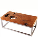 Solid Teak Top and Stainless Steel Base Coffee Table 2