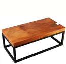 Z-Solid Teak Top and Black Metal Base Coffee Table