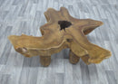 Free Form Brown One Slab Teak Living Edge Coffee Table or Accent Table