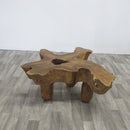 Free Form Brown One Slab Teak Living Edge Coffee Table or Accent Table