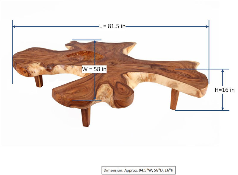 83" Long Free Form One Slab Living Edge Coffee Table 11