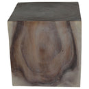 Haussmann Wood Cube Table 18x18x18 in Height Hollow inside Grey Oil