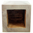 Haussmann Wood Cube Table 18x18x18 in Height Hollow inside Grey Oil