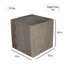 Haussmann Wood Cube Table 18x18x18 in Height Hollow inside Grey Oil