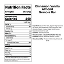 Cinnamon Vanilla Almond Granola Bar | Single Bar | Gluten, Dairy, & Soy Free | The Gourmet Granola