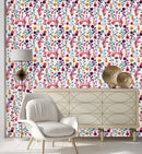 Voguish White Wallpaper with Flowers Fashionable