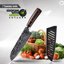 5 PIECE DAMASCUS PATTERN STAMPED CHEF KNIFE SET (FREE DELIVERY)