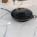 CXD Dual Ceramic Layer, Diamond Reinforced Nonstick Wok with Lid and Rack - 12.5" (32 cm), 5.3 QT (5 L) | Made in Switzerland