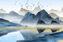 Contemporary Mountains and Lake Wallpaper