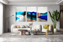 Oversized Contemporary Art Mirrored Mountain Wall Decor Set of 3