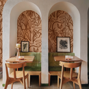 Inked Foliage Wallpaper, peach and rust