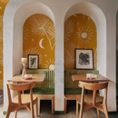 Night Palm Wallpaper, marigold and white
