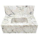 Calacatta Viola Gold Marble Wall-Mount Bathroom Sink Horizontal Fluted Design (W)22" (W)38" (H)12" with 12" Backsplash front view