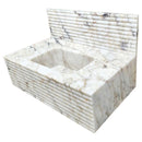 Calacatta Viola Gold Marble Wall-Mount Bathroom Sink Horizontal Fluted Design (W)22" (W)38" (H)12" with 12" Backsplash corner view