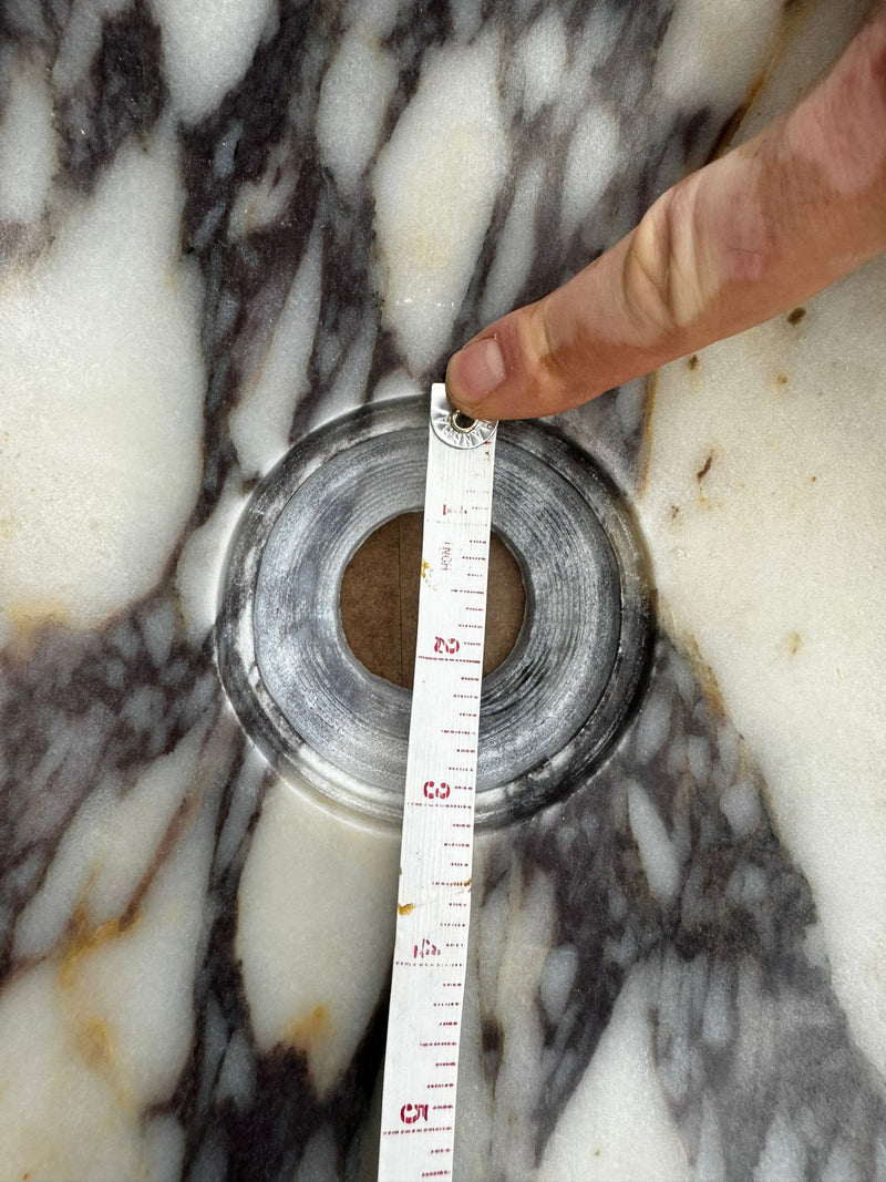 Calacatta Viola Marble Oval Shape Above Vanity Bathroom Sink (W)18" (L)14" (H)5" drain hole measure view