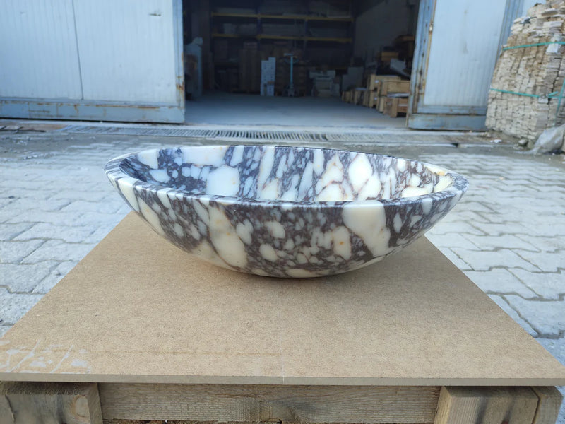 Calacatta Viola Marble Oval Shape Above Vanity Bathroom Sink (W)18" (L)14" (H)5" angle view