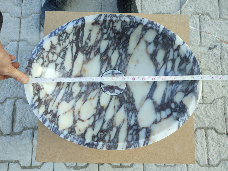 Calacatta Viola Marble Oval Shape Above Vanity Bathroom Sink (W)18" (L)14" (H)5" length measure view