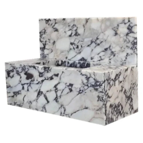 Calacatta Viola Marble Rectangular Wall-mount Bathroom Sink with 10" Backsplash (W)16" (L)32" (H)10" angle view