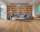 SPC Vinyl Rigid Core 9" Width 60" RL, 8mm Thick, 2mm IXPE   Caliber Brown Paragon Floors - Mazzia Collection Product shoot Hall view 