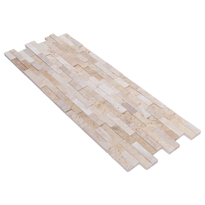 Camden Ivory Ledger 3D Panel 6"x24" Multi Surface Natural Travertine Wall Tile - Belair Collection
