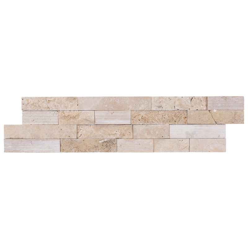 Camden Ivory Ledger 3D Panel 6"x24" Multi Surface Natural Travertine Wall Tile - Belair Collection
