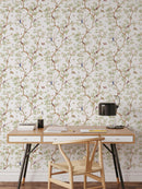 Vintage Chinoiserie Bird Wallpaper | Camellia Blossom Tree Wallpaper