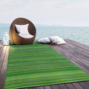 Cancun - Green Striped Outdoor Rug for Patio