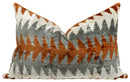 Luxury Handmade Velvet Pillow – Rust & Gray Zigzag, 16x24"