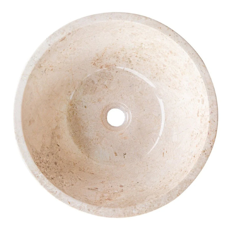 Cappuccino Beige Marble V-Shape Tapered Above Vanity Bathroom Sink Polished (D)16" (H)6" top view