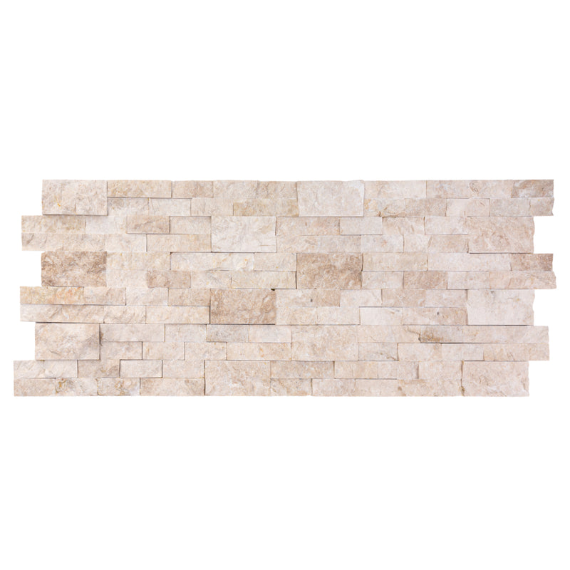 Cappucino Ledger 3D Panel 6x24 Split-face Natural Marble Wall Tile multiple top view